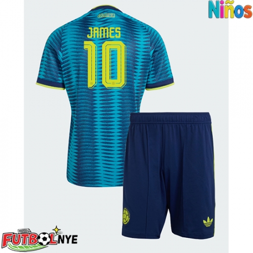 Camiseta Colombia James Rodriguez #10 Visitante Equipación para niños Mundial 2026 manga corta (+ pantalones cortos)